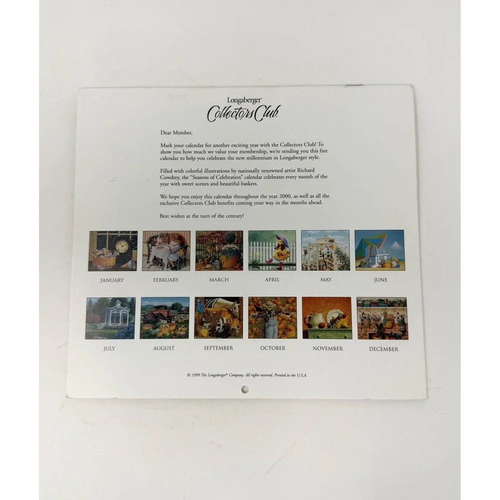 Vintage Longaberger J.W. Collection Book 1st Printing 2000 Collectors Calendar